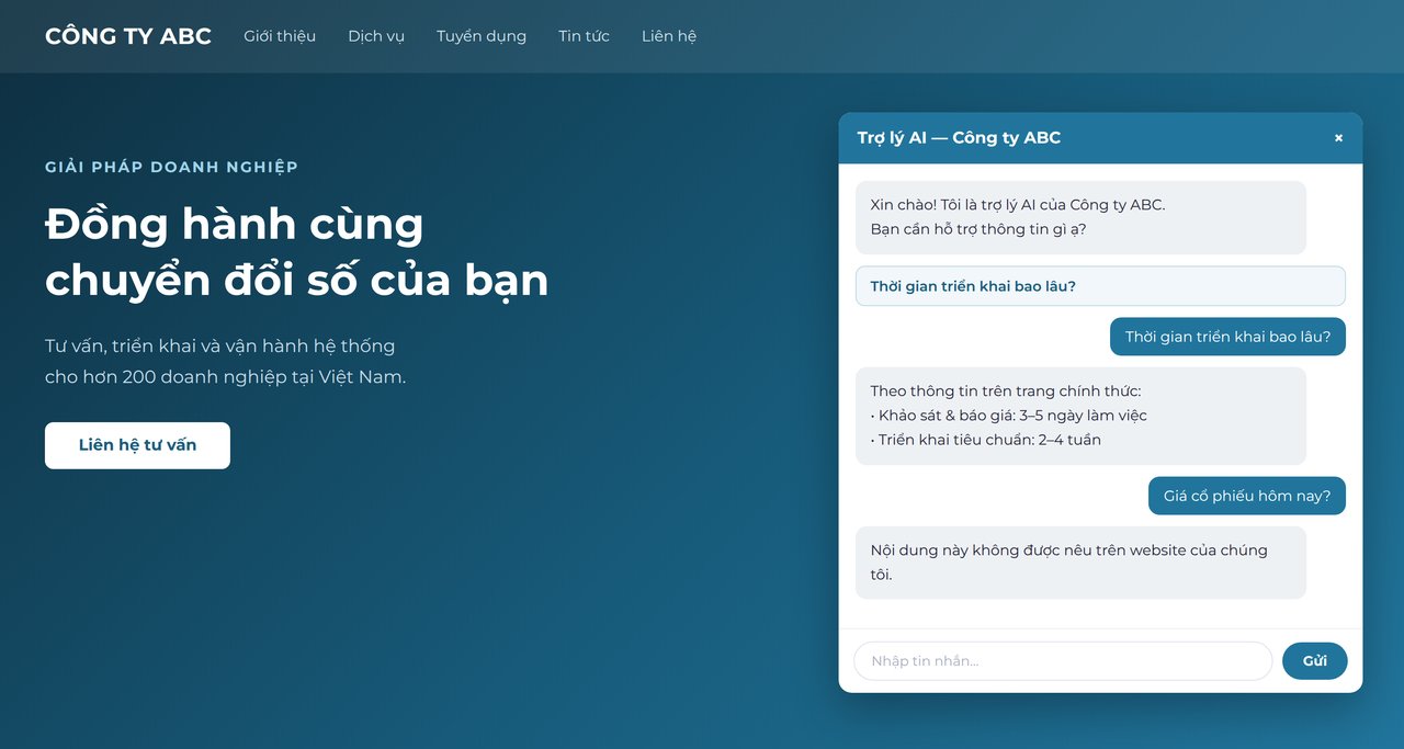Trợ lý AI hiển thị chồng lên website hiện tại